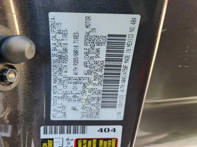 2015 TOYOTA TACOMA DOUBLE CAB LONG BED  