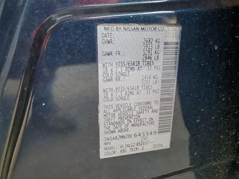 2013 NISSAN PATHFINDER S  