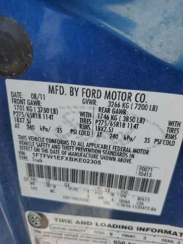2011 FORD F150 SUPERCREW