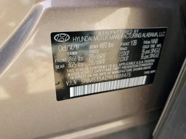 2020 HYUNDAI SANTA FE SEL  