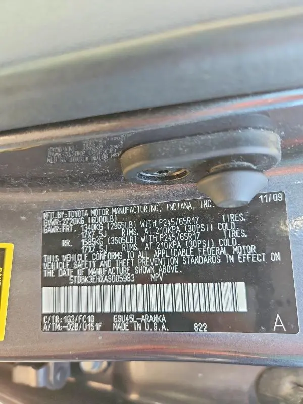 2010 TOYOTA HIGHLANDER BASE  