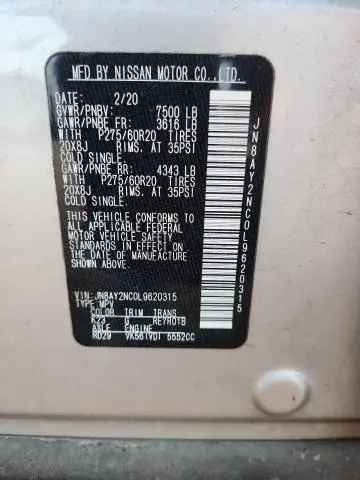 2020 NISSAN ARMADA SV