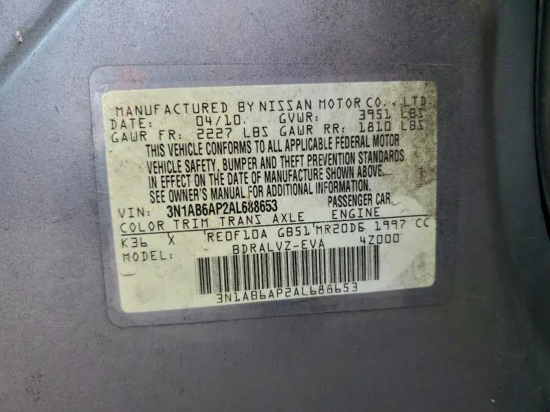 2010 NISSAN SENTRA 2.0  