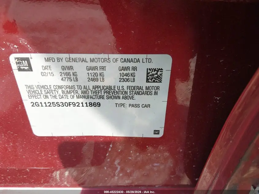 2015 CHEVROLET IMPALA 2LT