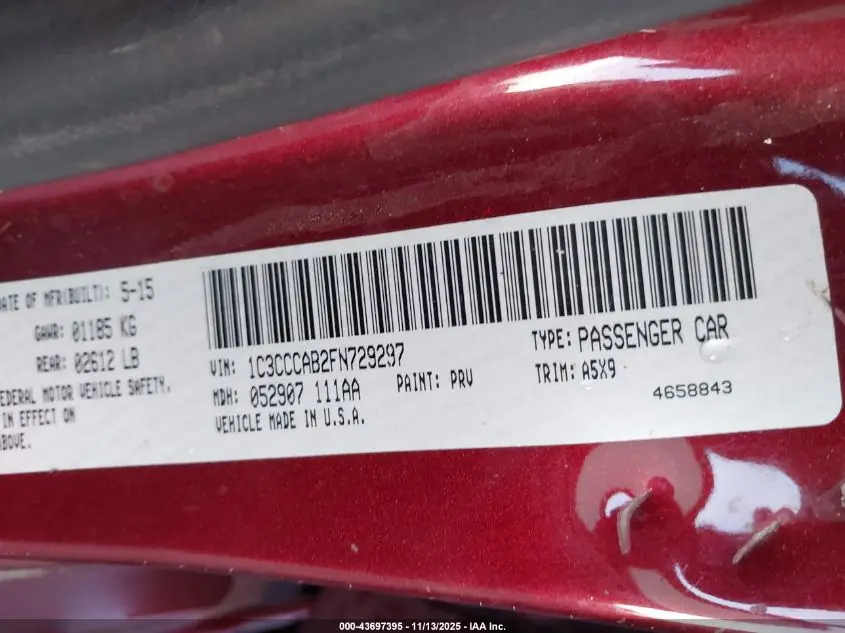 2015 CHRYSLER 200 LIMITED