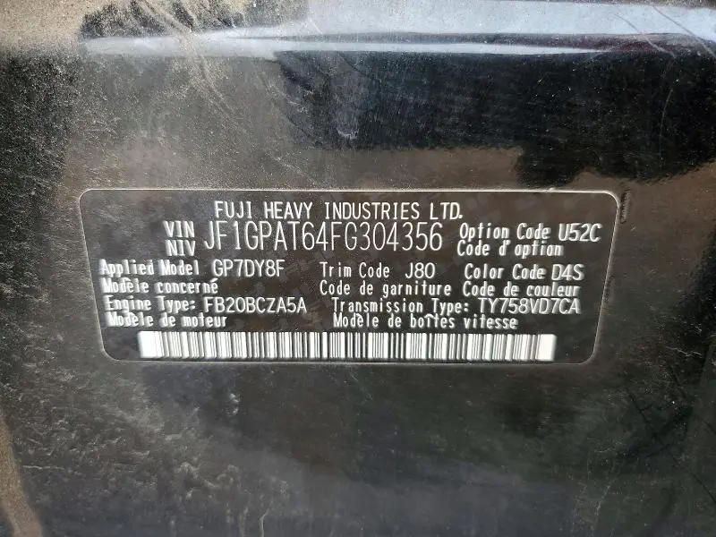 2015 SUBARU IMPREZA SPORT  