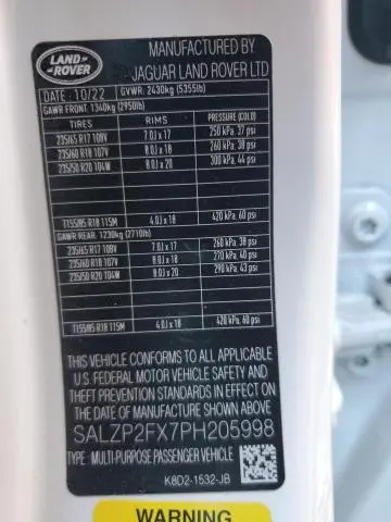 2023 LAND ROVER RANGE ROVER EVOQUE SE  