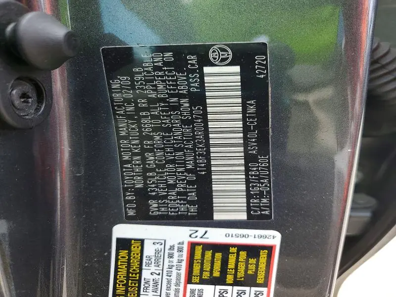 2010 TOYOTA CAMRY LE  