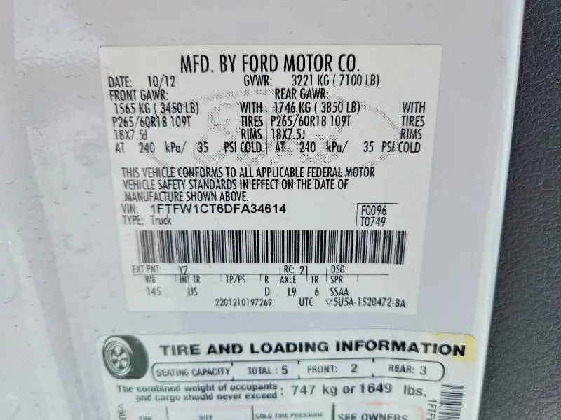2013 FORD F150 SUPERCREW  
