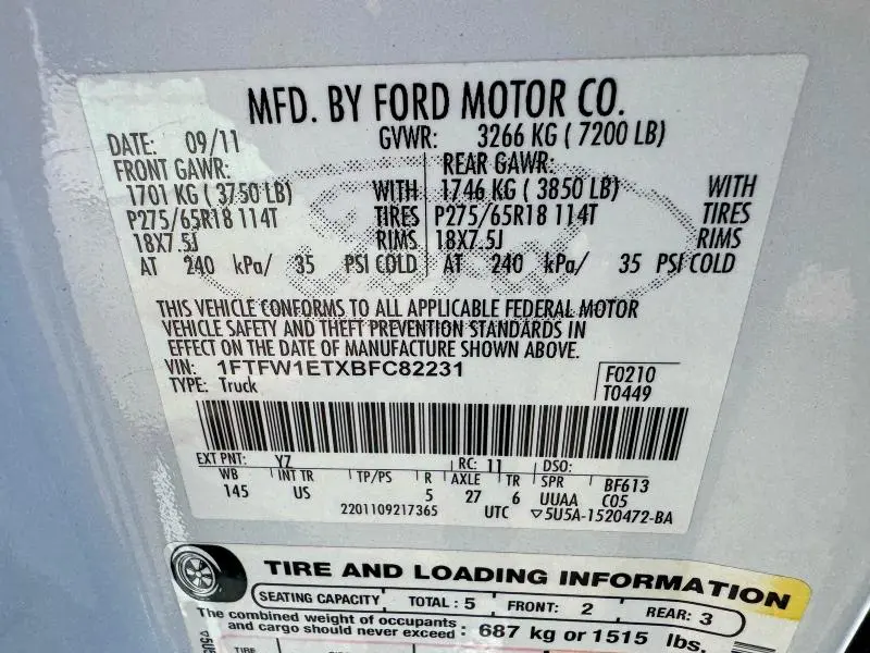 2011 FORD F150 SUPERCREW  