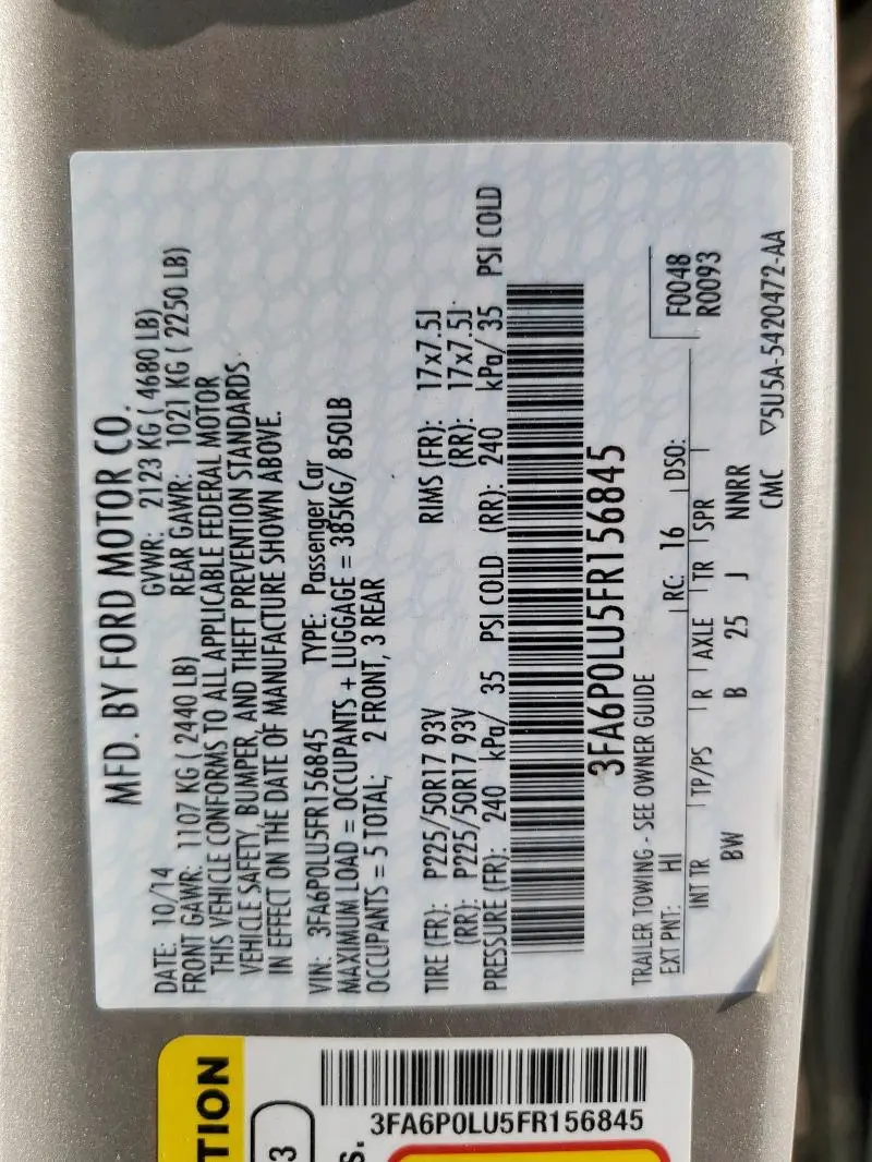 2015 FORD FUSION SE HYBRID  