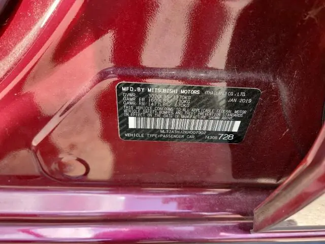 2019 MITSUBISHI MIRAGE ES  