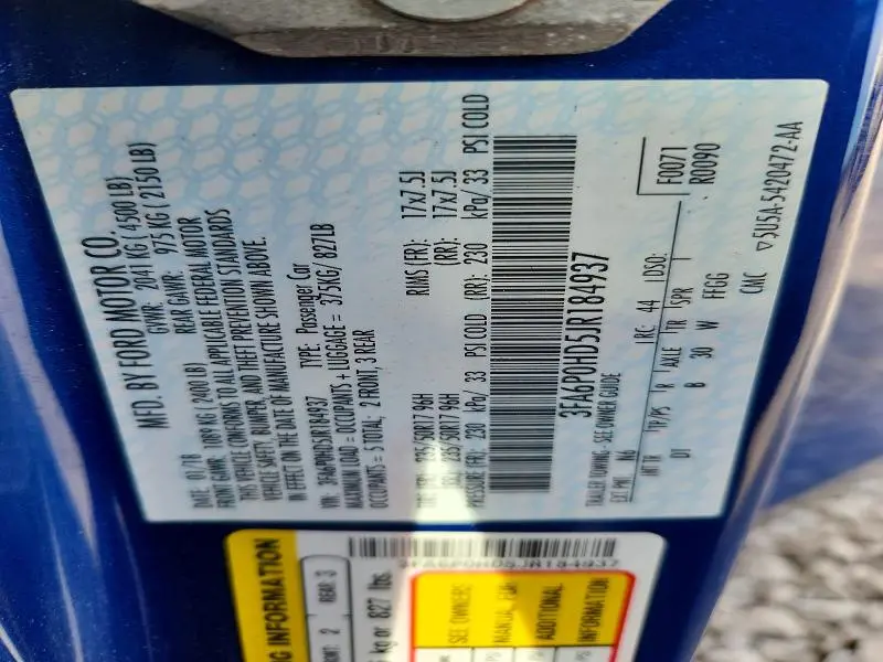 2018 FORD FUSION SE  