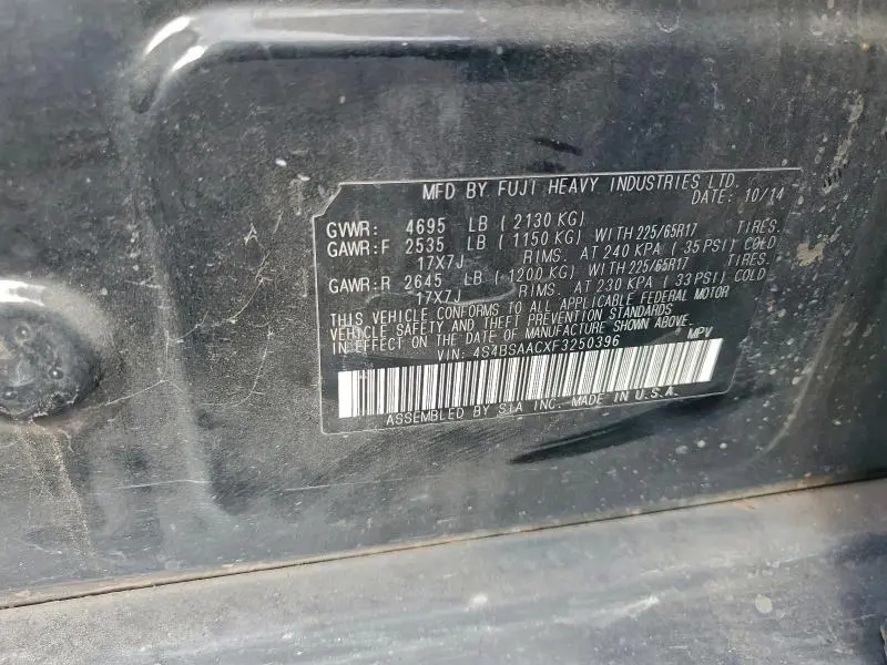 2015 SUBARU OUTBACK 2.5I  