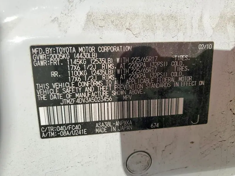 2010 TOYOTA RAV4 BASE  