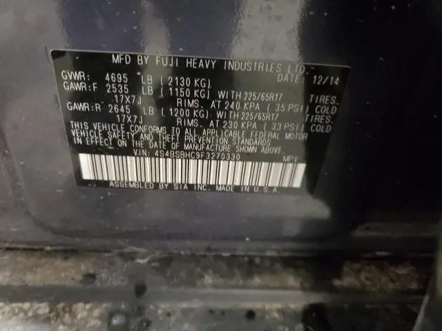 2015 SUBARU OUTBACK 2.5I PREMIUM  