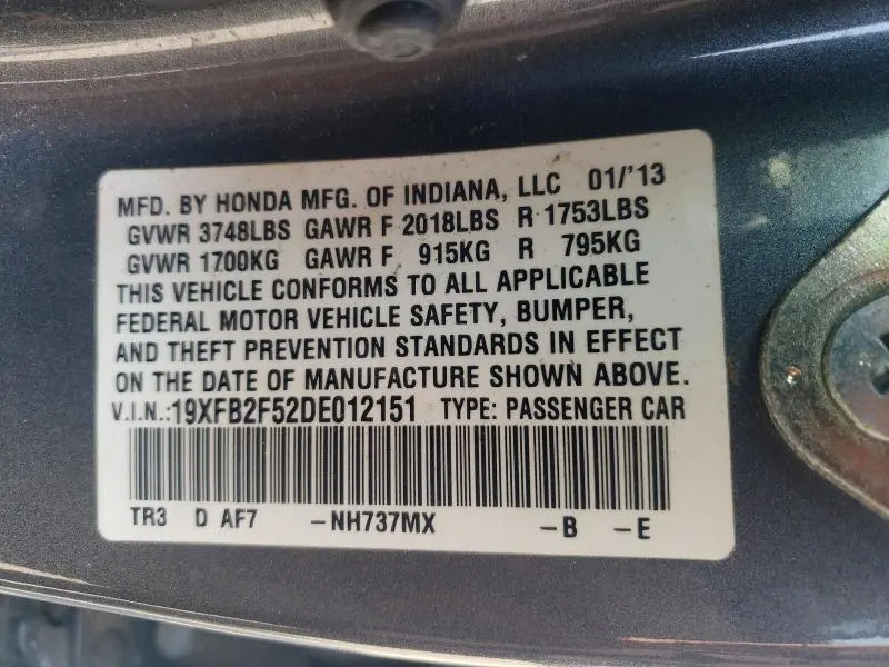 2013 HONDA CIVIC   