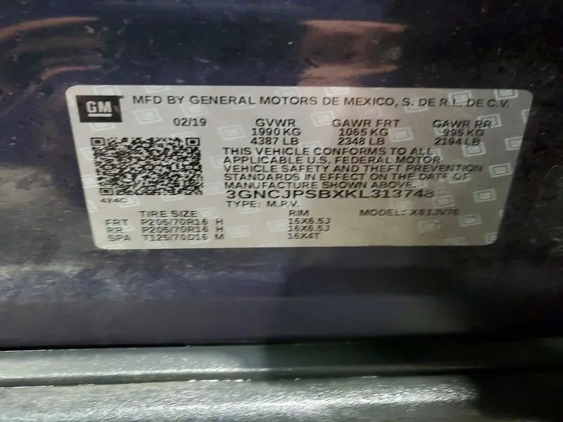 2019 CHEVROLET TRAX 1LT  