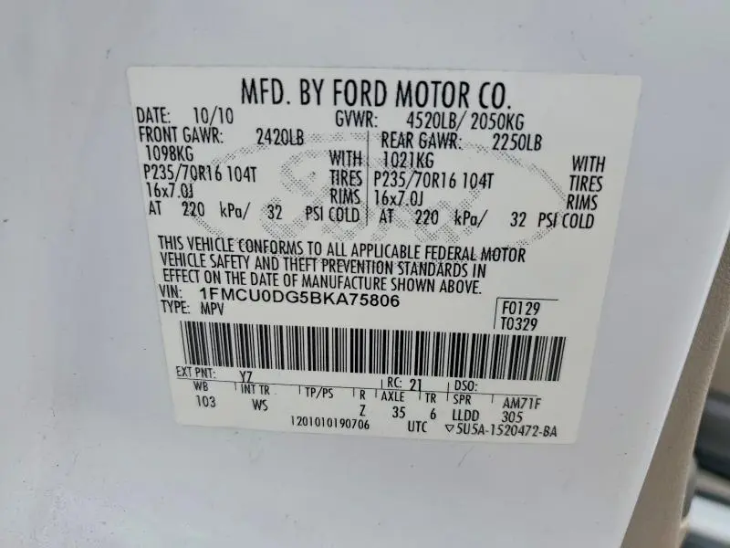 2011 FORD ESCAPE XLT  