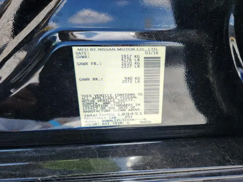2016 NISSAN ALTIMA 2.5 SV  