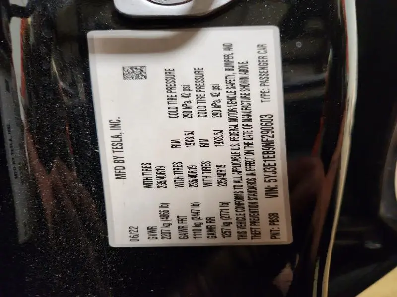 2022 TESLA MODEL 3   