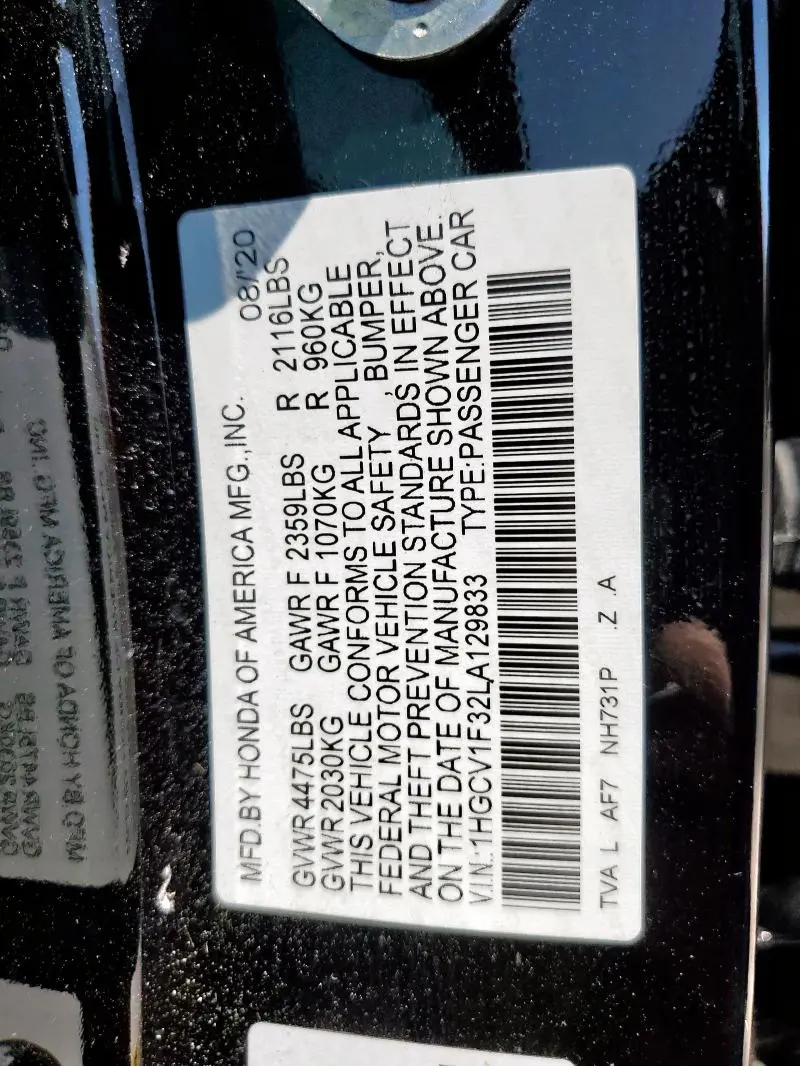 2020 HONDA ACCORD SPORT  