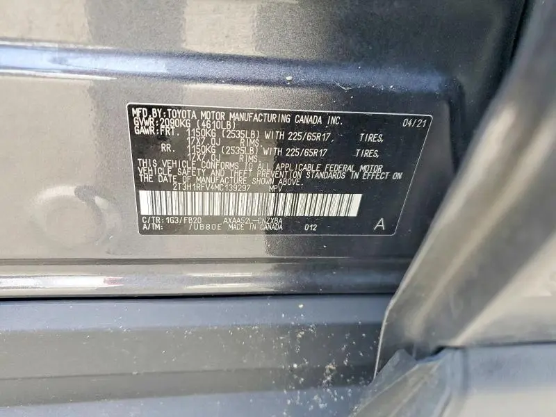 2021 TOYOTA RAV4 LE   
