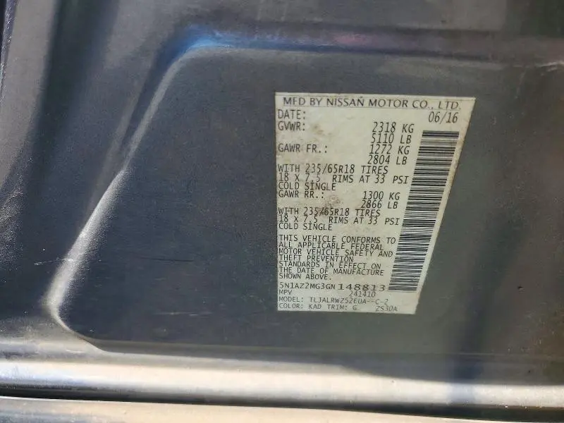 2016 NISSAN MURANO SL  