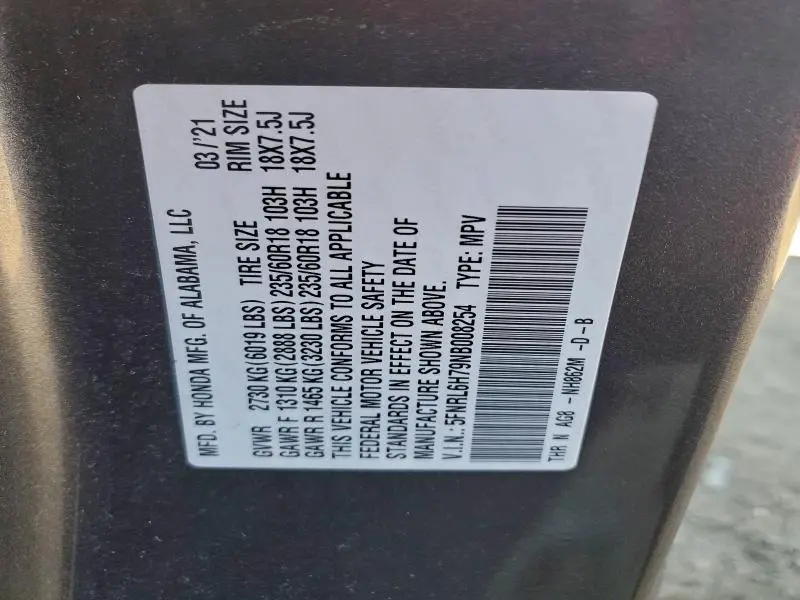 2022 HONDA ODYSSEY EXL  