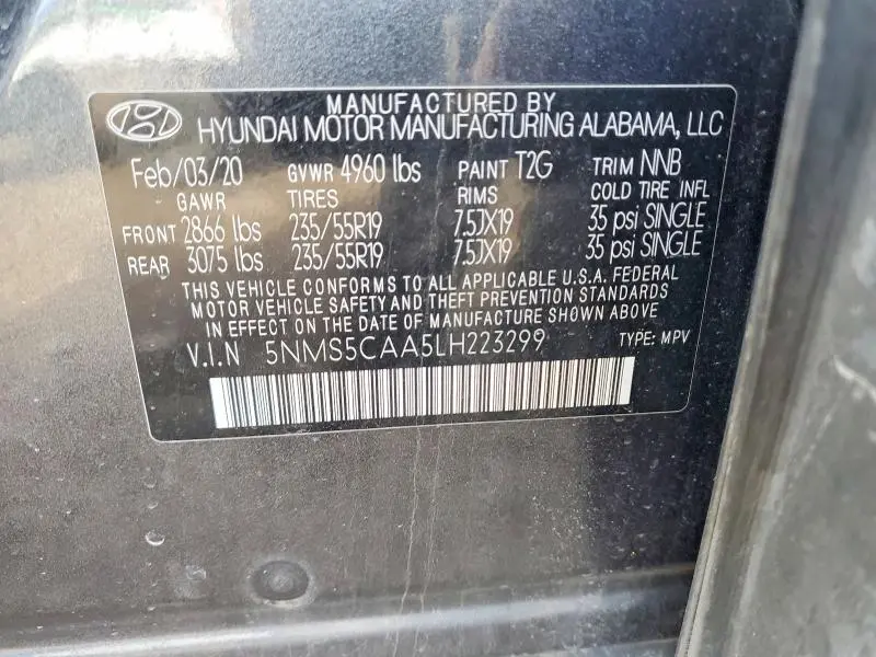 2020 HYUNDAI SANTA FE LIMITED 2.0T  