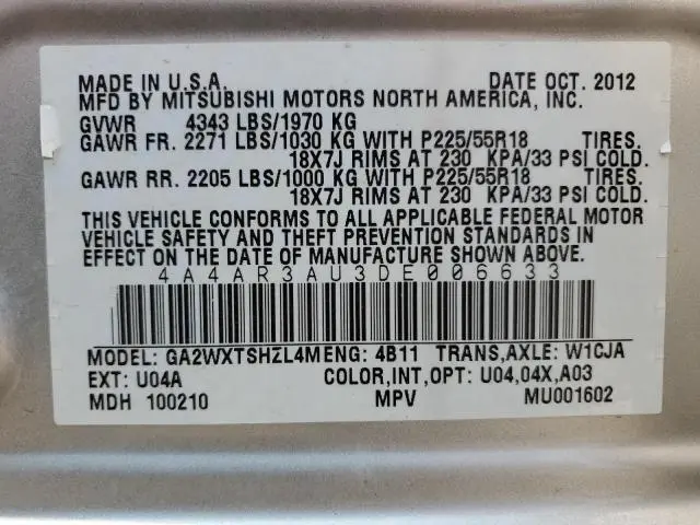 2013 MITSUBISHI OUTLANDER SPORT ES  