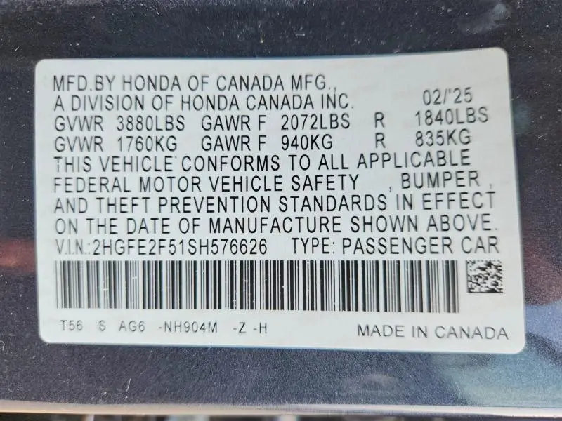 2025 HONDA CIVIC SPORT  
