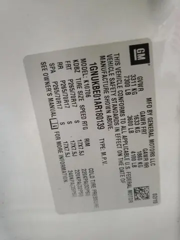 2010 CHEVROLET TAHOE K1500 LT  