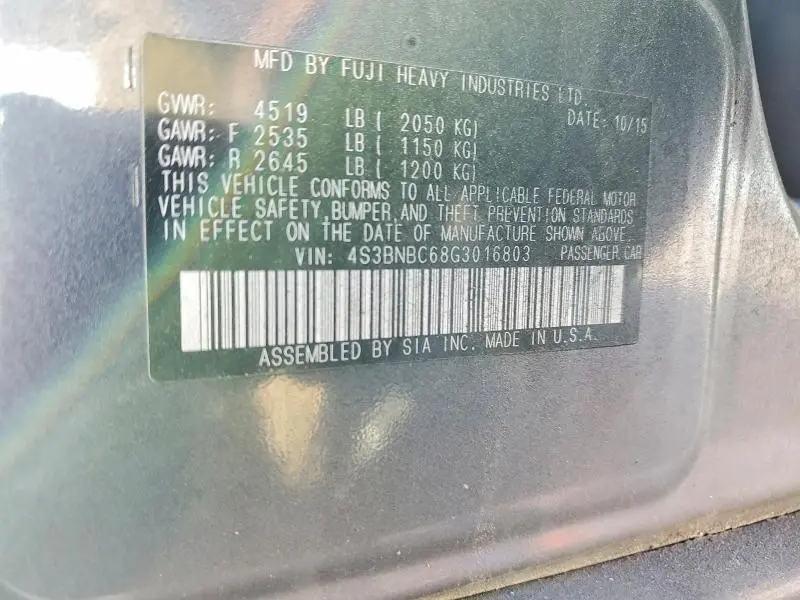 2016 SUBARU LEGACY 2.5I PREMIUM  