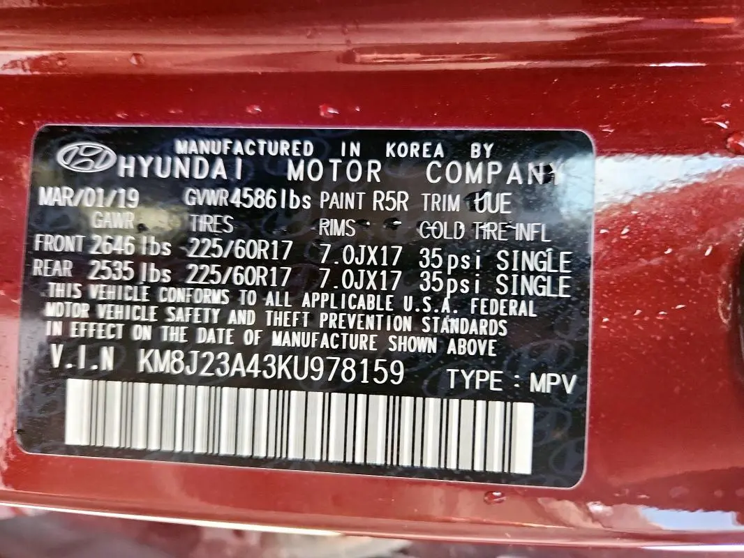 2019 HYUNDAI TUCSON SE  