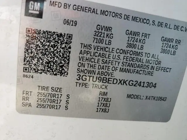 2019 GMC SIERRA K1500 SLE  