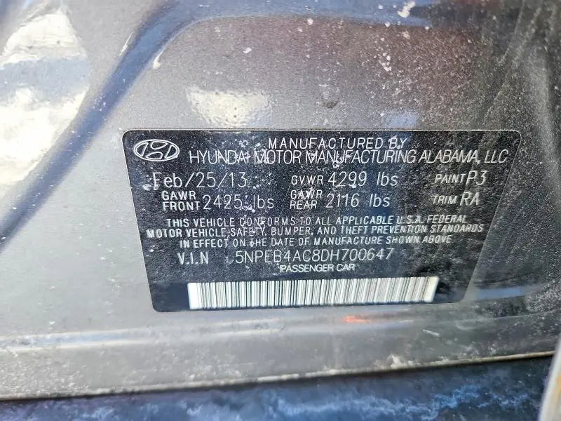 2013 HYUNDAI SONATA GLS  