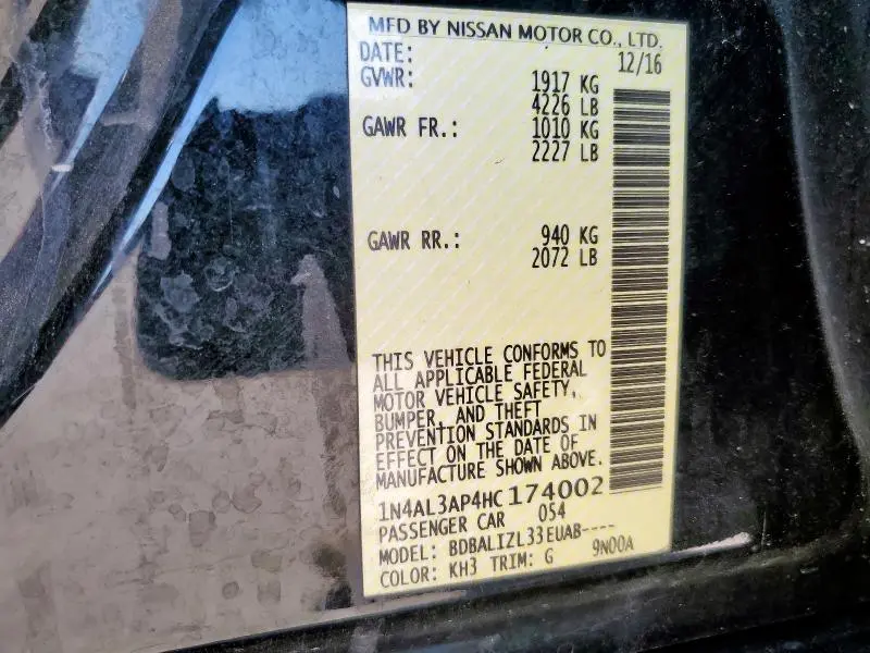 2017 NISSAN ALTIMA 2.5  