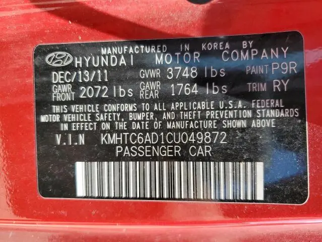 2012 HYUNDAI VELOSTER   