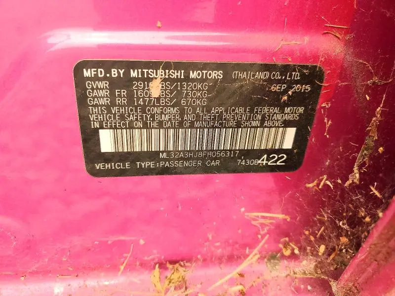2015 MITSUBISHI MIRAGE DE  