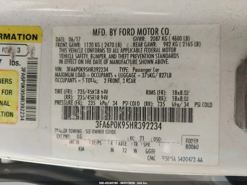2017 FORD FUSION TITANIUM