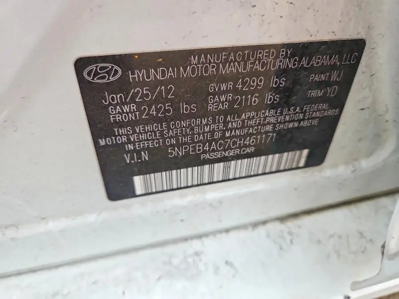 2012 HYUNDAI SONATA GLS  