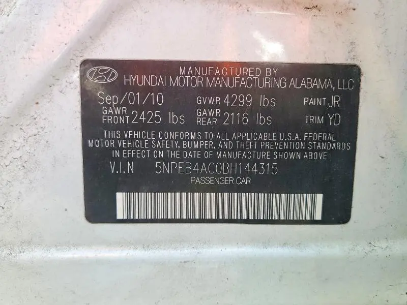 2011 HYUNDAI SONATA GLS  