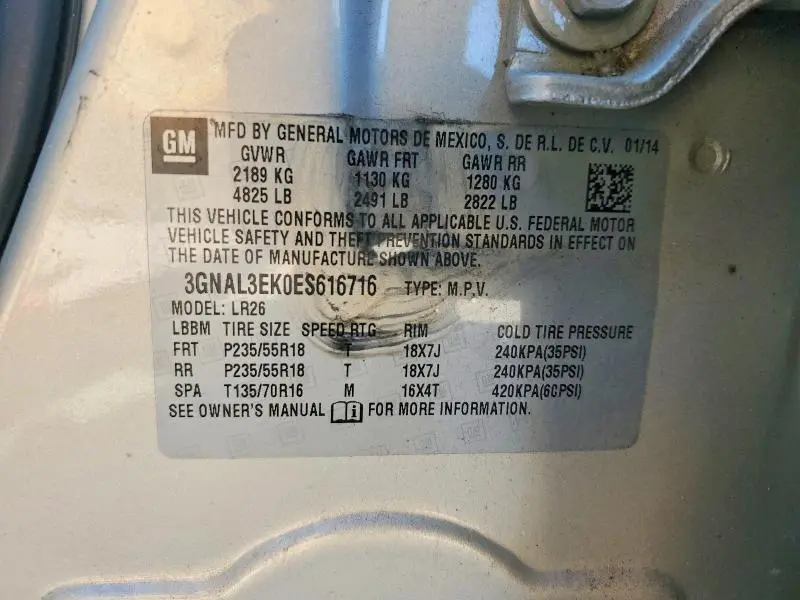 2014 CHEVROLET CAPTIVA LT  