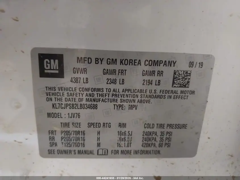 2020 CHEVROLET TRAX AWD LT