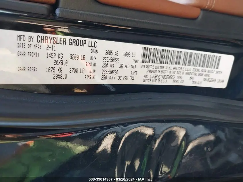 2011 JEEP GRAND CHEROKEE OVERLAND
