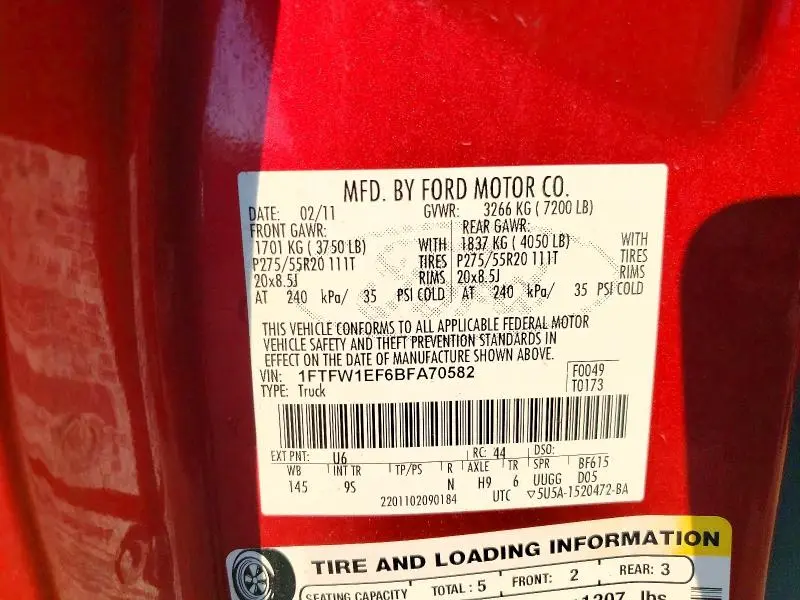 2011 FORD F150 PLATINUM  