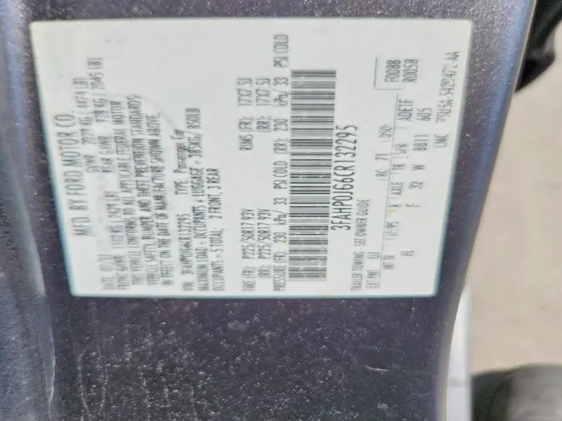 2012 FORD FUSION SEL  