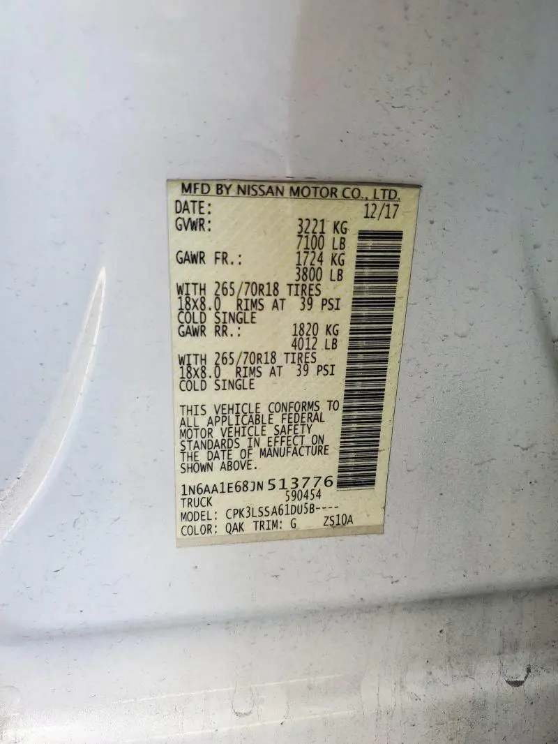 2018 NISSAN TITAN SV  