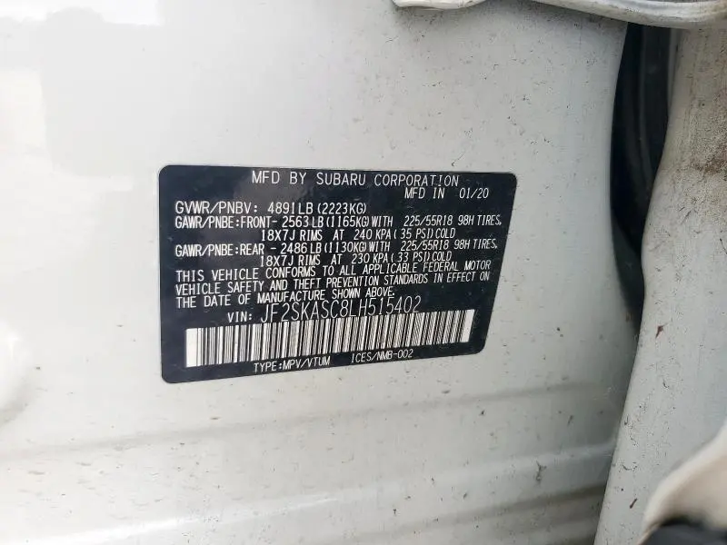 2020 SUBARU FORESTER LIMITED  